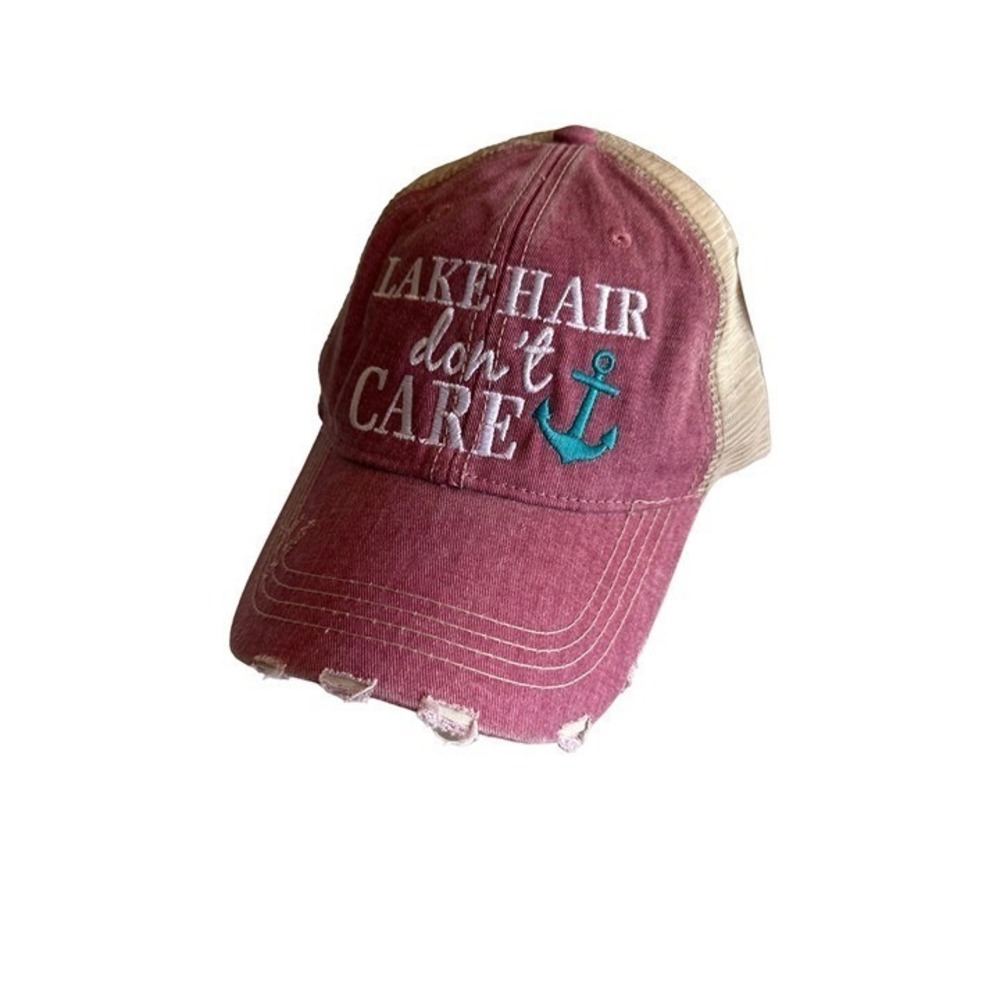 Katydid Lake Hair Don't Care Red Meshback Hat Cap Adjustable